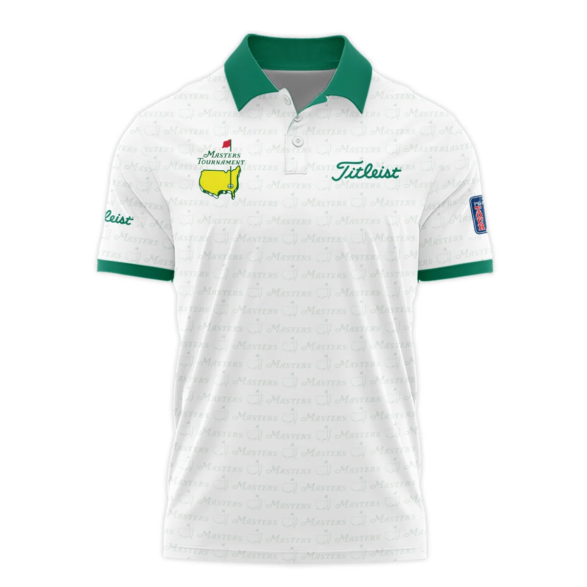 Golf Pattern Masters Tournament Titleist Polo Shirt White And Green Color Golf Sports All Over Print Polo Shirt For Men