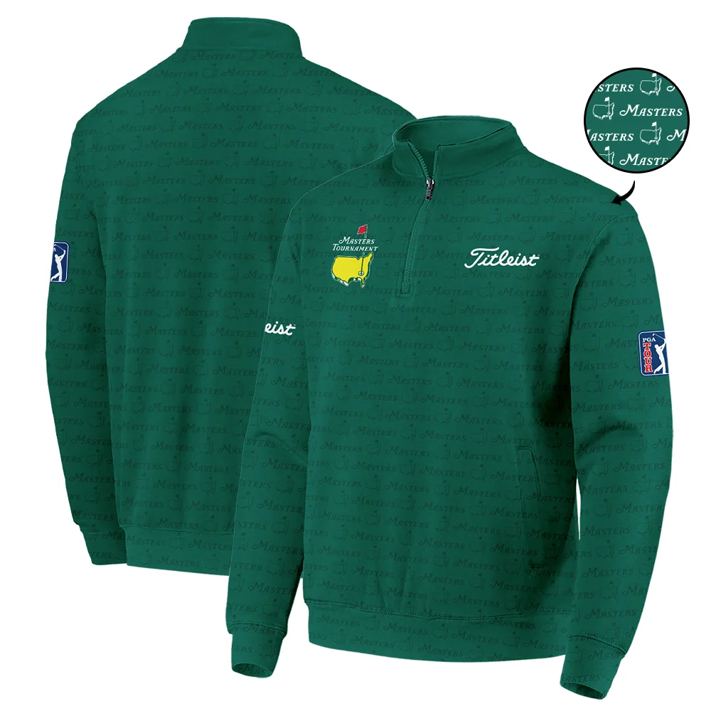 Golf Pattern Masters Tournament Titleist Quarter-Zip Jacket Green Color Golf Sports All Over Print Quarter-Zip Jacket