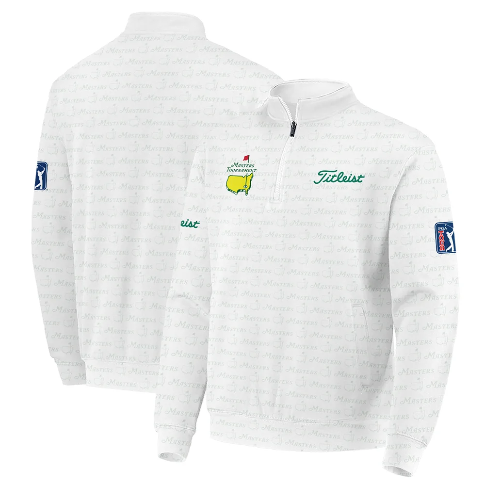 Golf Pattern Masters Tournament Titleist Quarter-Zip Jacket White And Green Color Golf Sports All Over Print Quarter-Zip Jacket