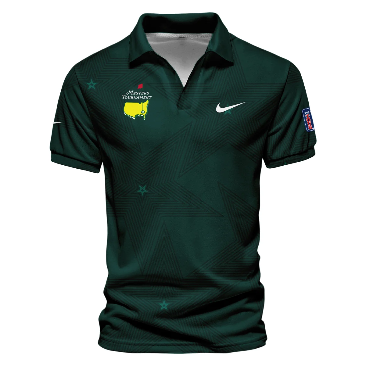 Dark Green Triangle Mosaic Pattern Masters Tournament Ping Vneck Polo Shirt Style Classic Polo Shirt For Men