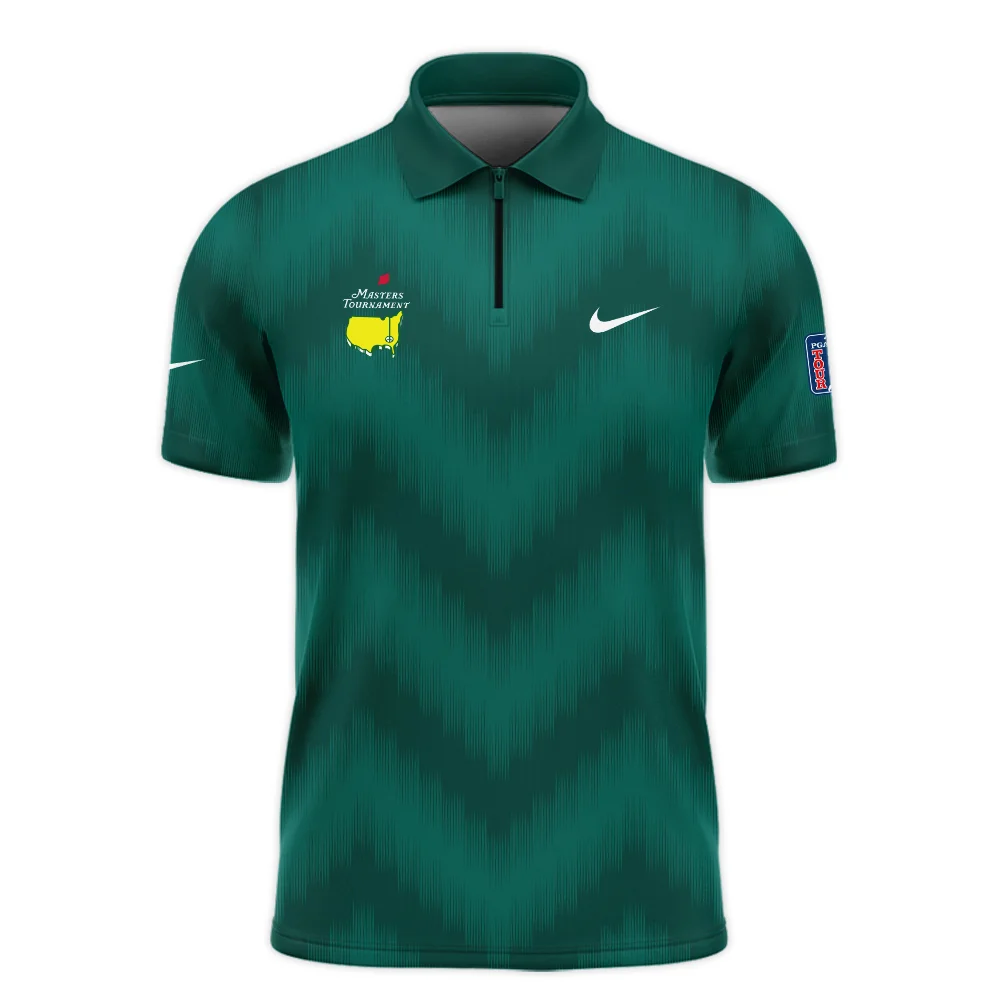 Golf Sport Green Gradient Stripes Pattern Nike Masters Tournament Zipper Polo Shirt Style Classic Zipper Polo Shirt For Men