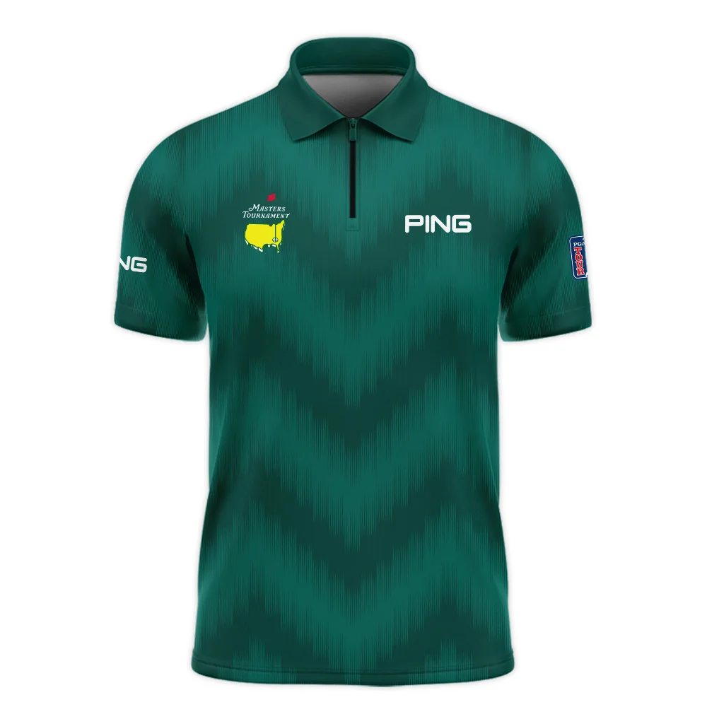 Golf Sport Green Gradient Stripes Pattern Ping Masters Tournament Zipper Polo Shirt Style Classic Zipper Polo Shirt For Men