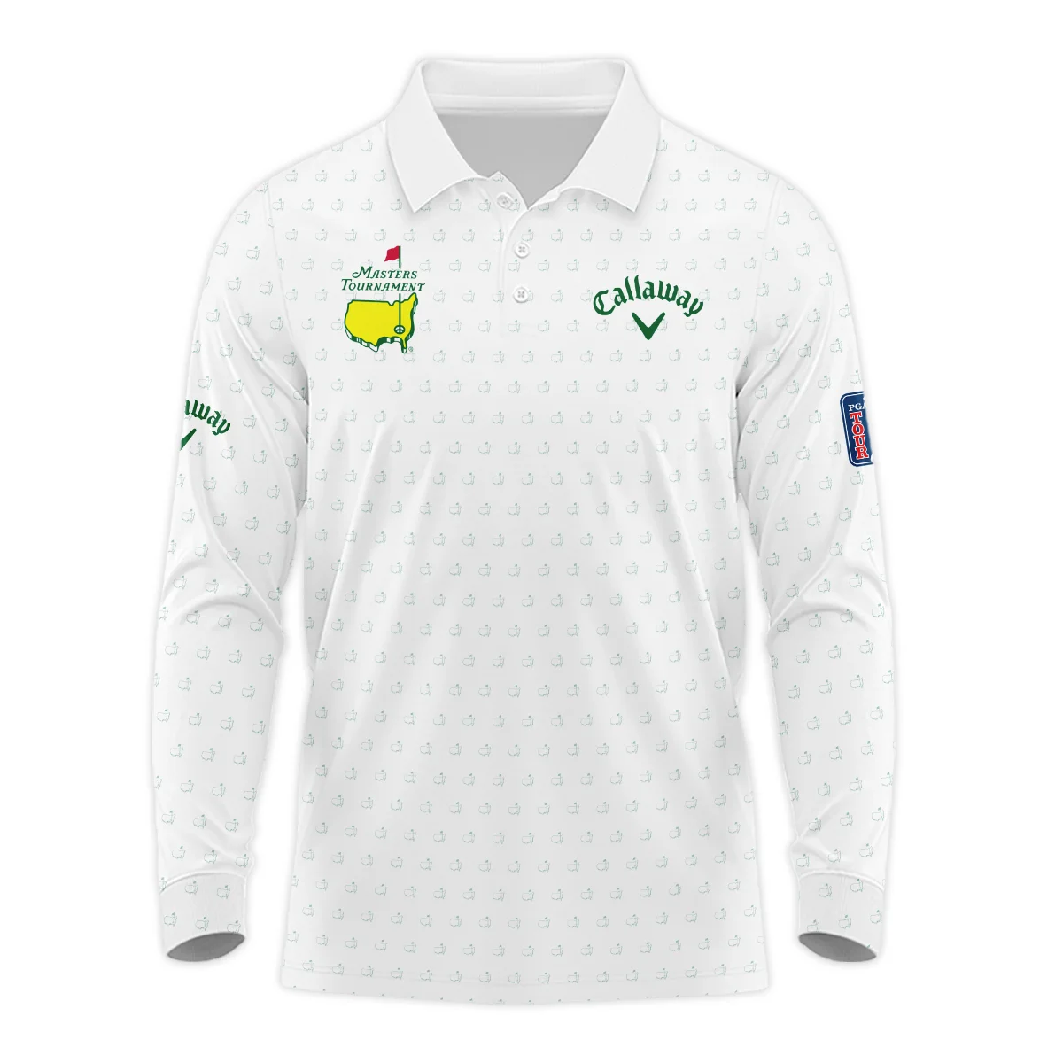 Golf Sport Masters Tournament Ping Long Polo Shirt Sports Logo Pattern White Green Long Polo Shirt For Men