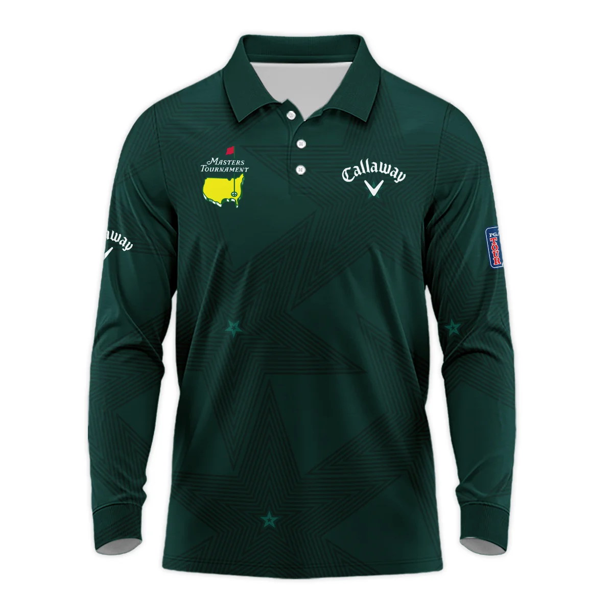 Golf Sport Masters Tournament Callaway Long Polo Shirt Sports Star Sripe Dark Green Long Polo Shirt For Men