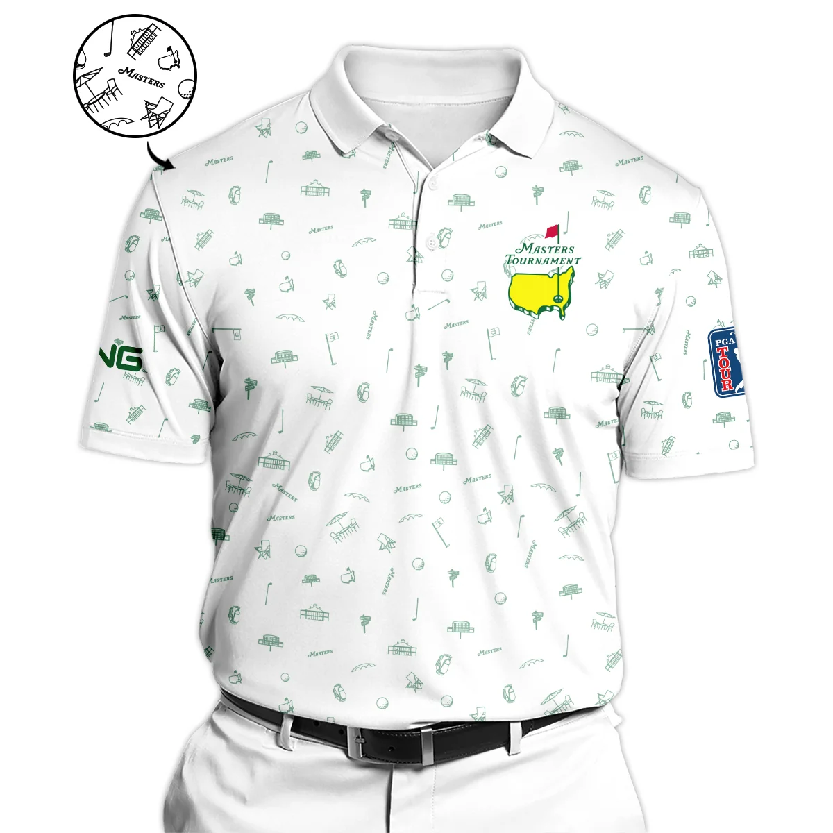 Golf Sport Masters Tournament Ping Polo Shirt Sports Augusta Icons Pattern White Green Polo Shirt For Men