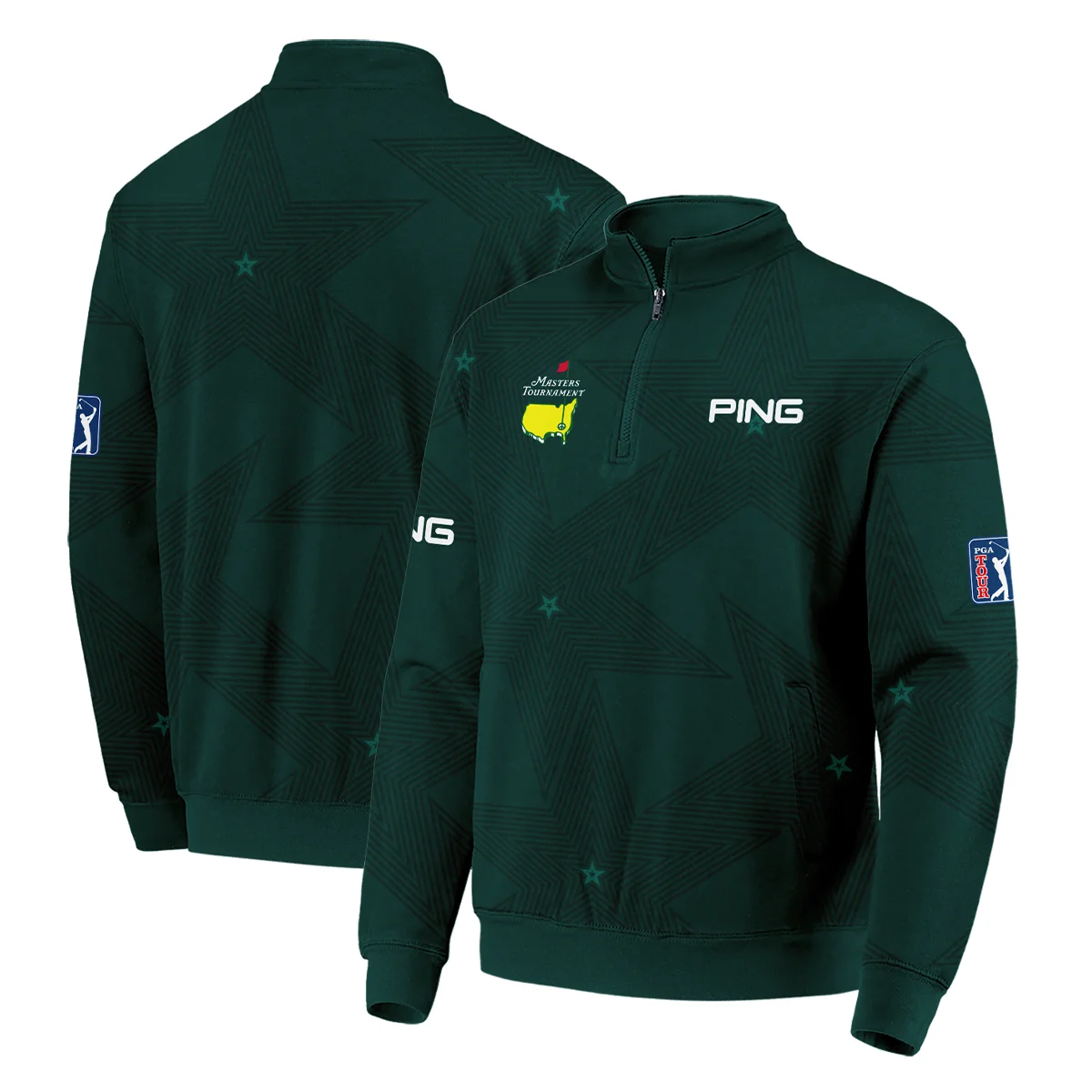 Golf Sport Masters Tournament Ping Quarter-Zip Jacket Sports Star Sripe Dark Green Quarter-Zip Jacket