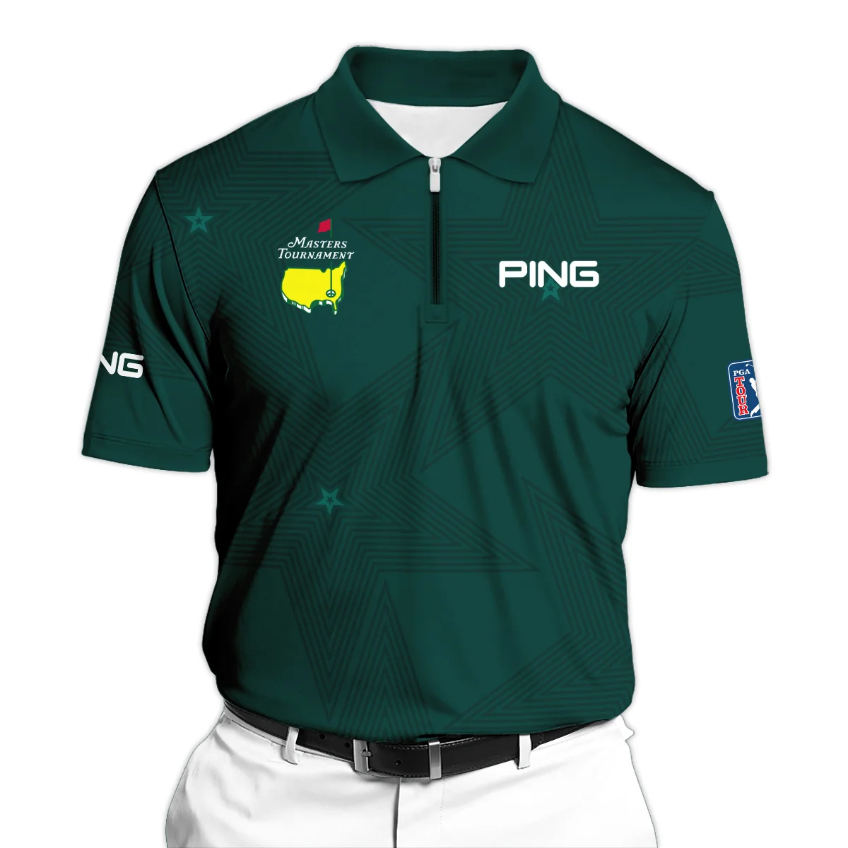 2024 Masters Tournament Ping Zipper Polo Shirt Sports Green Color Pattern All Over Print Zipper Polo Shirt For Men