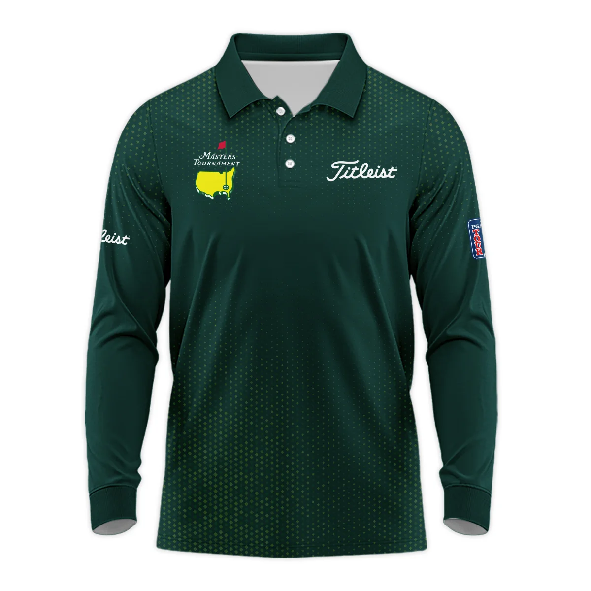 Golf Sport Masters Tournament Titleist Long Polo Shirt Sports Dinamond Shape Dark Green Long Polo Shirt For Men