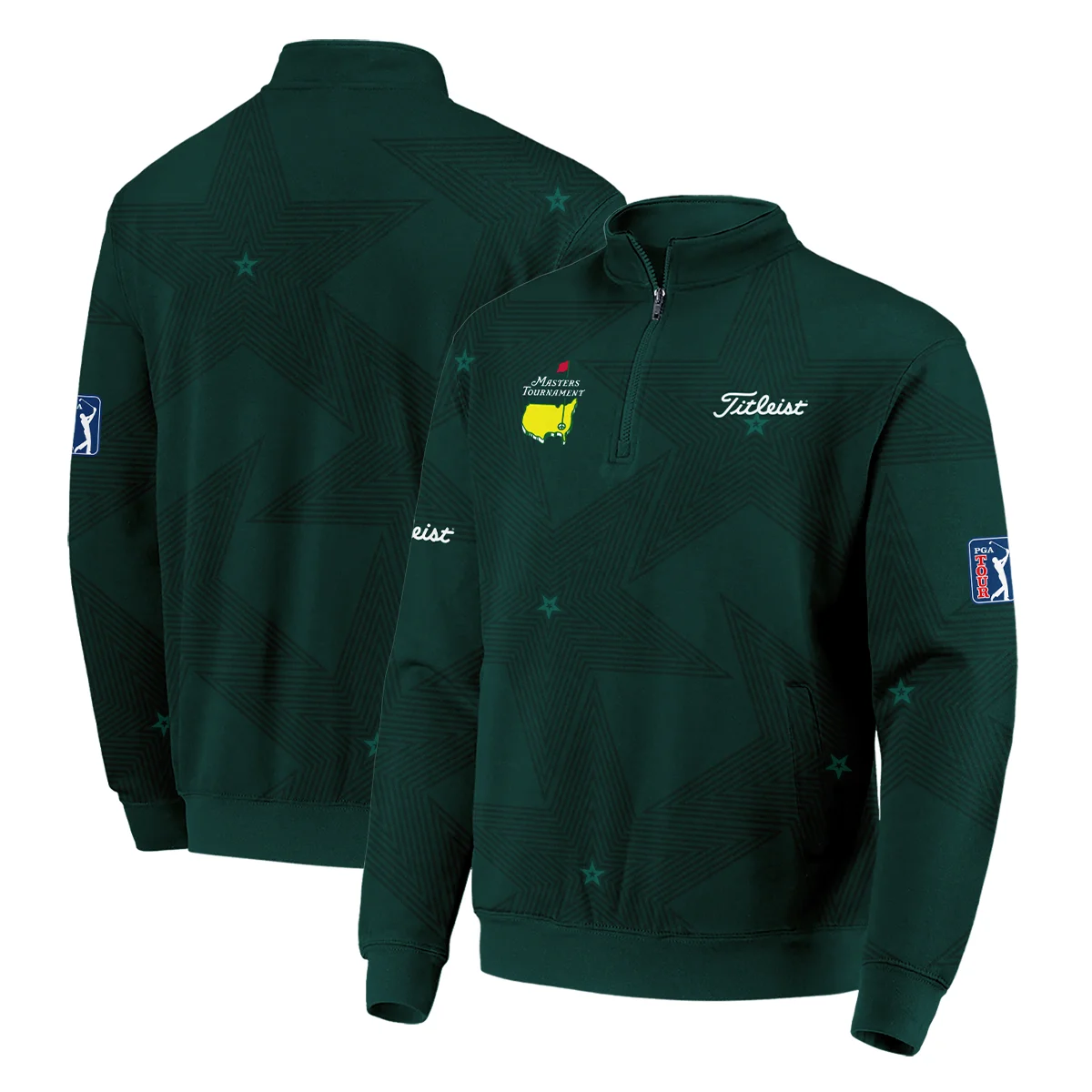 Golf Sport Masters Tournament Titleist Quarter-Zip Jacket Sports Star Sripe Dark Green Quarter-Zip Jacket