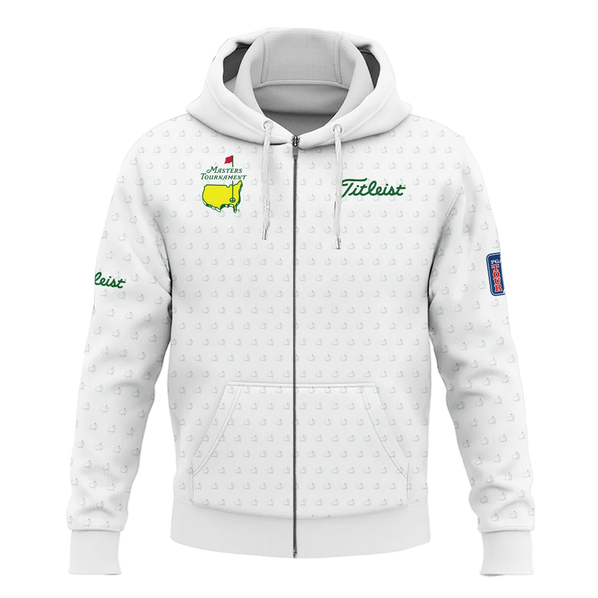 Golf Sport Masters Tournament Titleist Zipper Hoodie Shirt Sports Logo Pattern White Green Zipper Hoodie Shirt