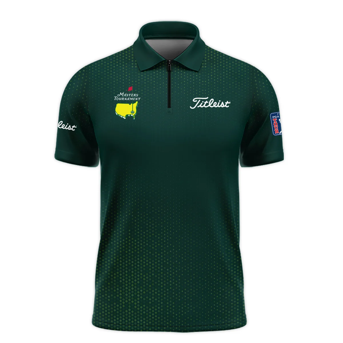 Golf Sport Masters Tournament Titleist Zipper Polo Shirt Sports Dinamond Shape Dark Green Zipper Polo Shirt For Men