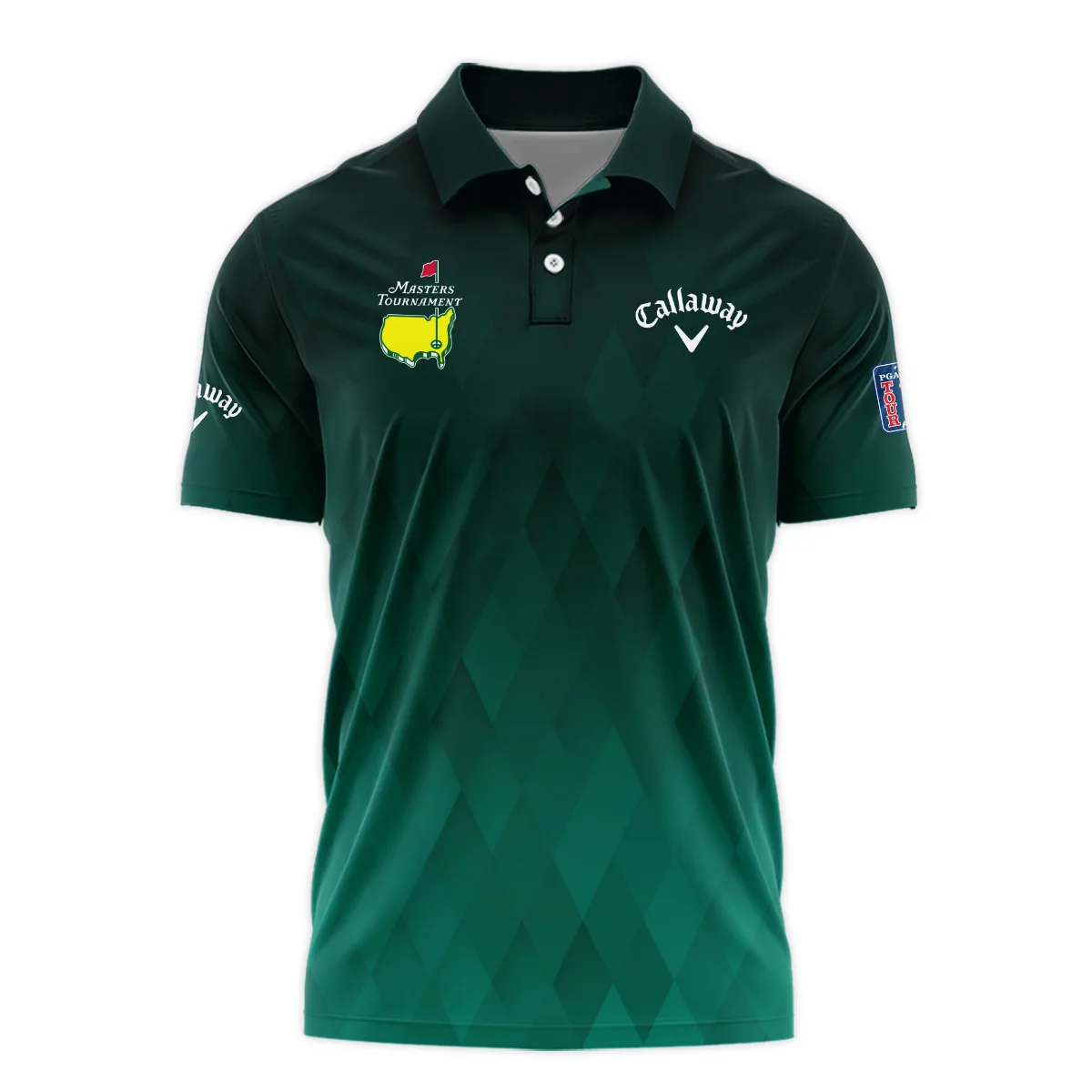 Gradient Dark Green Geometric Pattern Masters Tournament Callaway Polo Shirt Style Classic Polo Shirt For Men