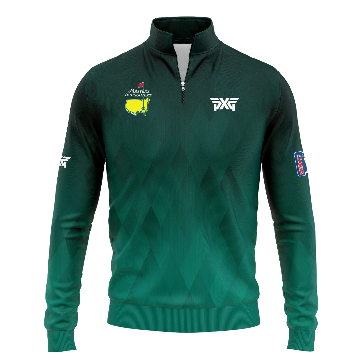 Gradient Dark Green Geometric Pattern Masters Tournament Parsons Xtreme Golf Quarter-Zip Jacket Style Classic Quarter-Zip Jacket