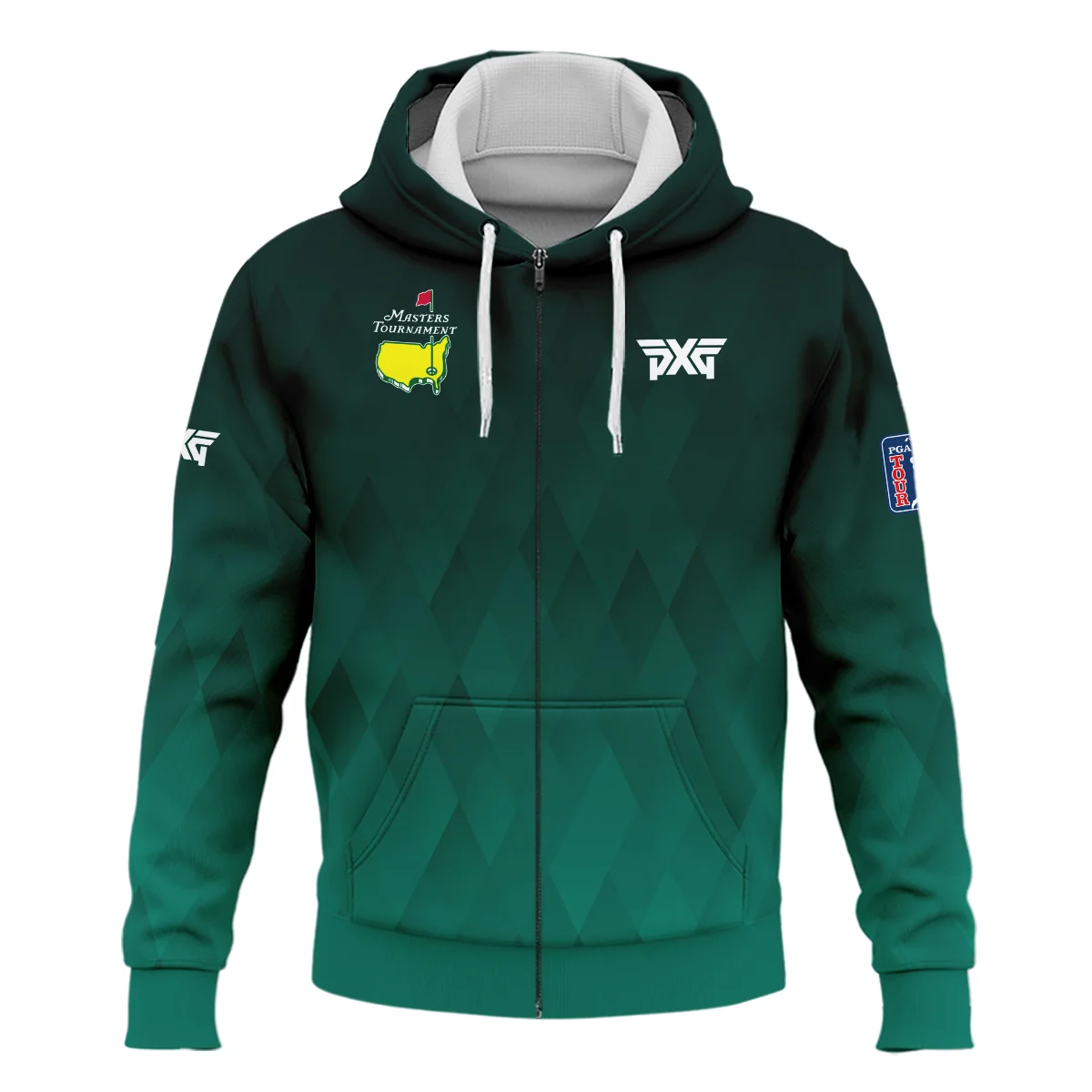 Gradient Dark Green Geometric Pattern Masters Tournament Parsons Xtreme Golf Zipper Hoodie Shirt Style Classic Zipper Hoodie Shirt