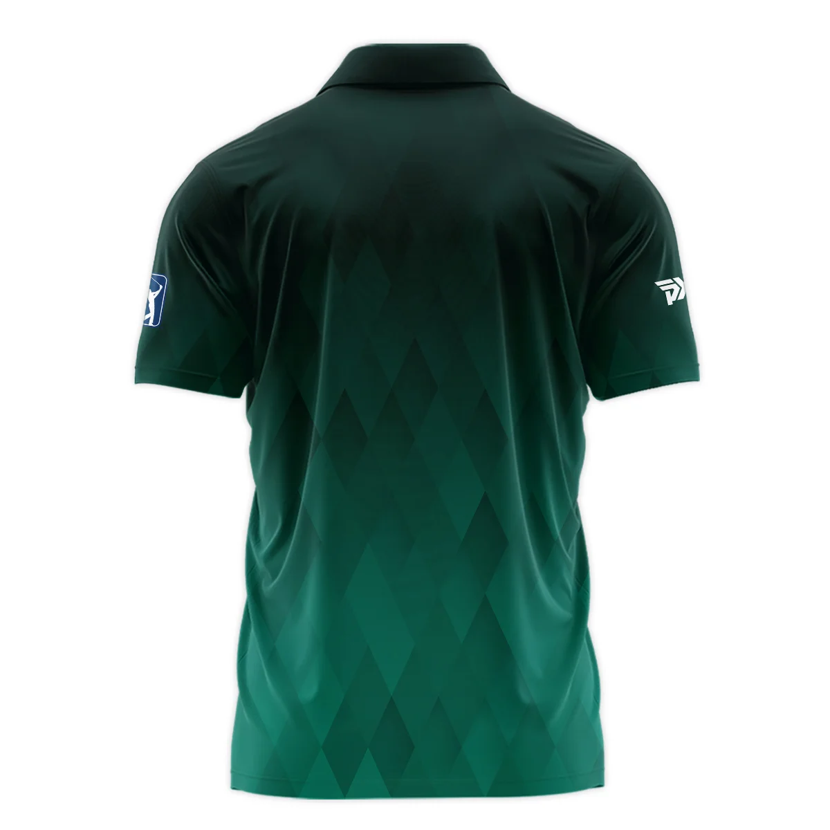 Gradient Dark Green Geometric Pattern Masters Tournament Parsons Xtreme Golf Zipper Polo Shirt Style Classic Zipper Polo Shirt For Men