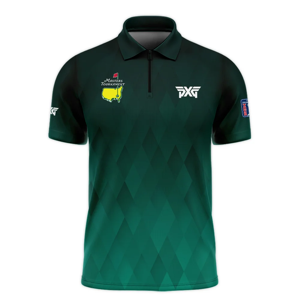 Gradient Dark Green Geometric Pattern Masters Tournament Parsons Xtreme Golf Zipper Polo Shirt Style Classic Zipper Polo Shirt For Men