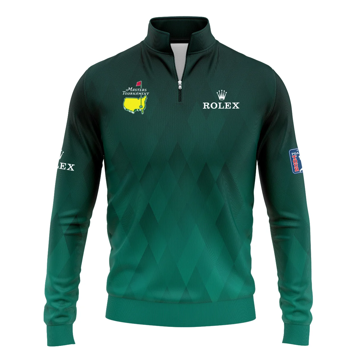 Rolex Masters Tournament Sport Jersey Pattern Dark Green Quarter-Zip Jacket Style Classic Quarter-Zip Jacket