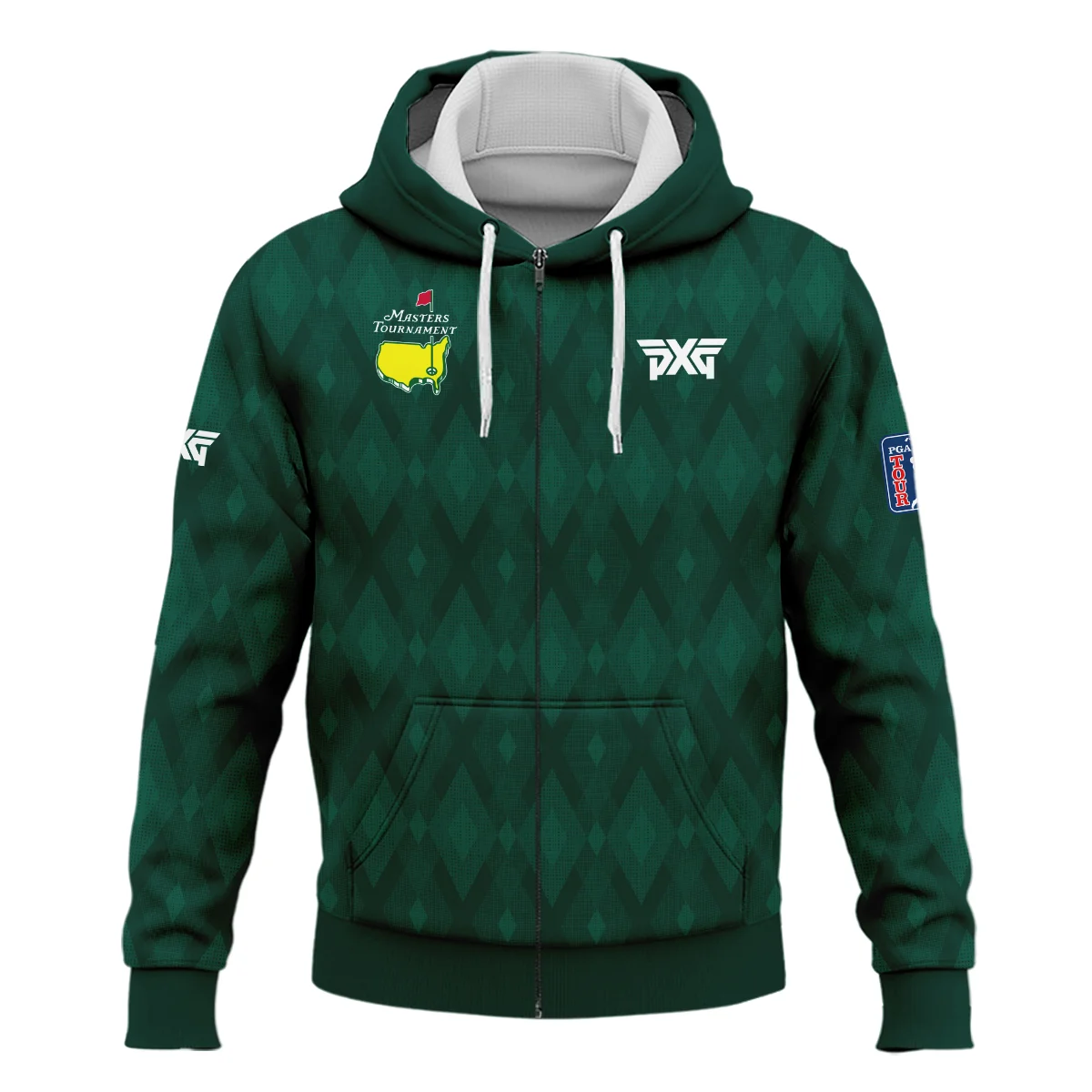 Green Fabric Ikat Diamond pattern Masters Tournament Parsons Xtreme Golf Zipper Hoodie Shirt Style Classic Zipper Hoodie Shirt