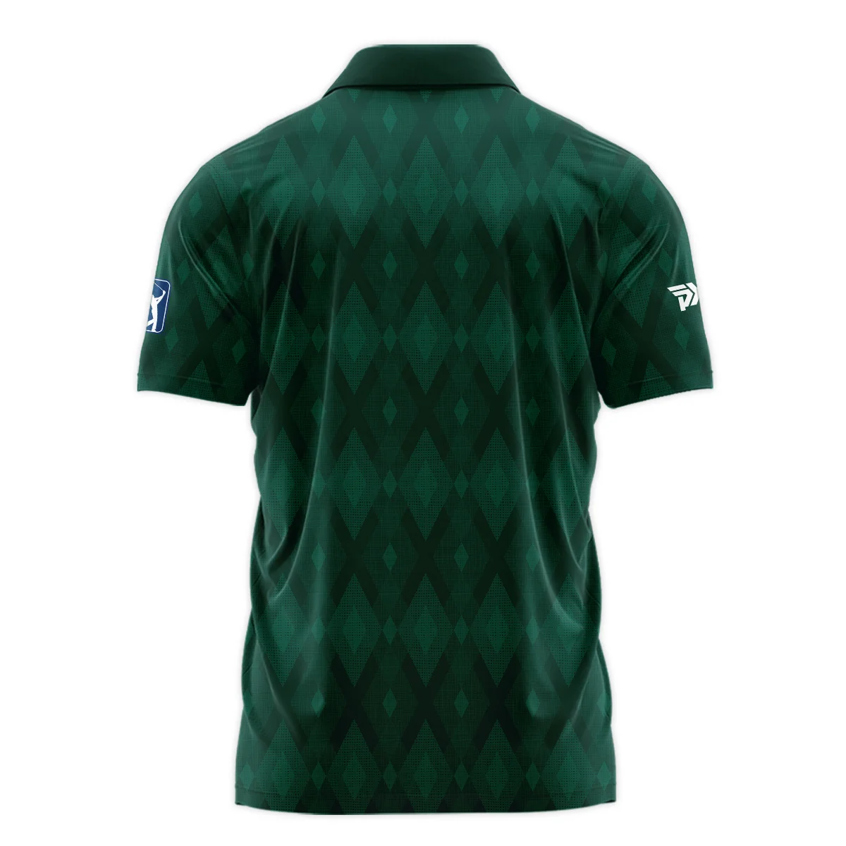 Green Fabric Ikat Diamond pattern Masters Tournament Parsons Xtreme Golf Zipper Polo Shirt Style Classic Zipper Polo Shirt For Men