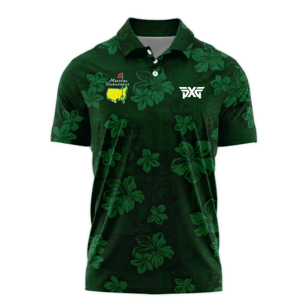 Hawaiian Tribal Elements And Hibiscus Flowers Patchwork Golf Masters Tournament Polo Shirt Style Classic Polo Shirt For Men