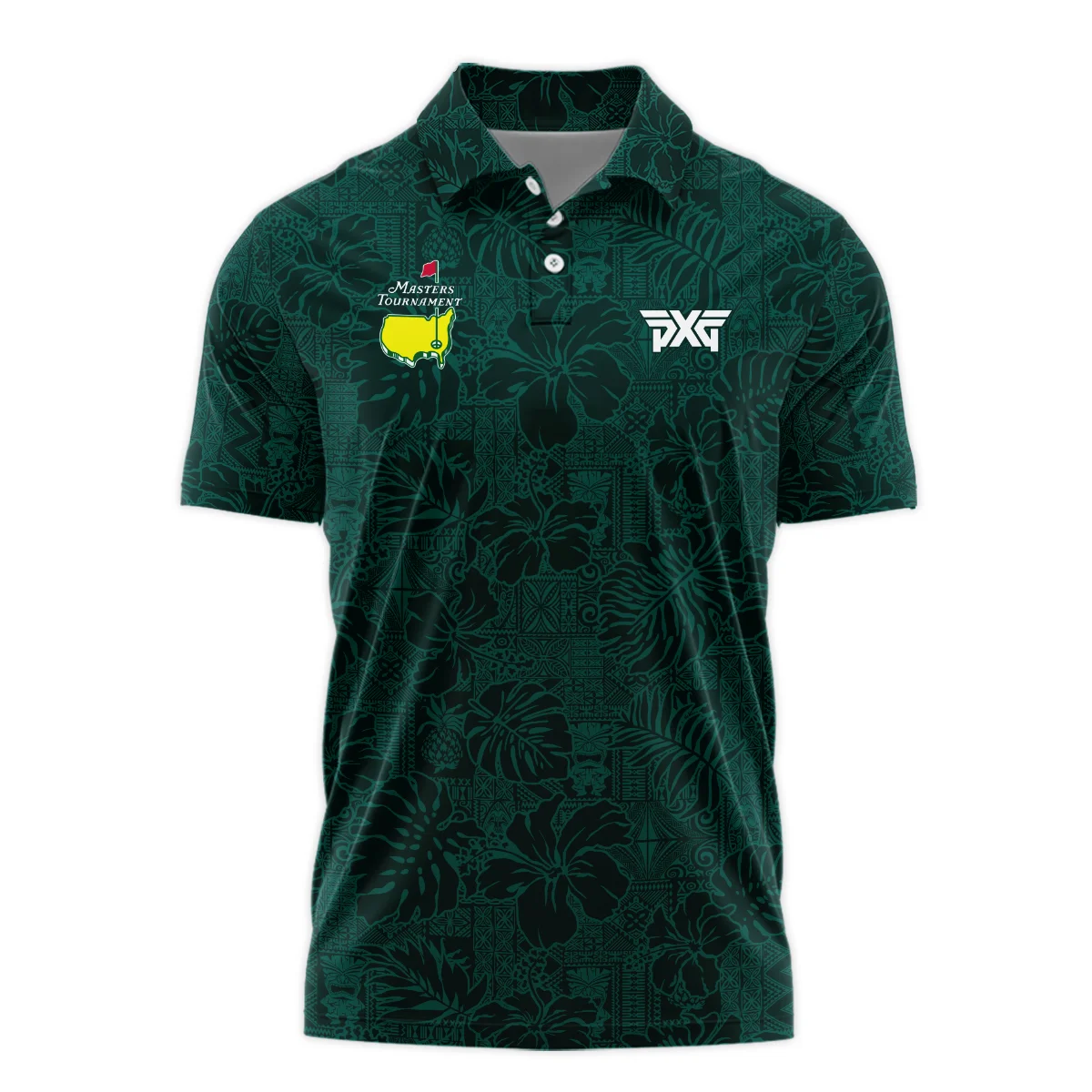 Hibiscus And Tropical Leaves With Tribal Elements Pattern Golf Masters Tournament Polo Shirt Style Classic Polo Shirt For Men