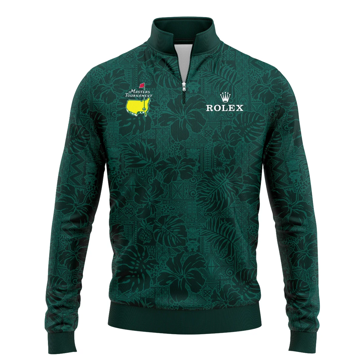 Hawaiian Tropical Leaves Pattern Golf Masters Tournament Quarter-Zip Jacket Style Classic Quarter-Zip Jacket