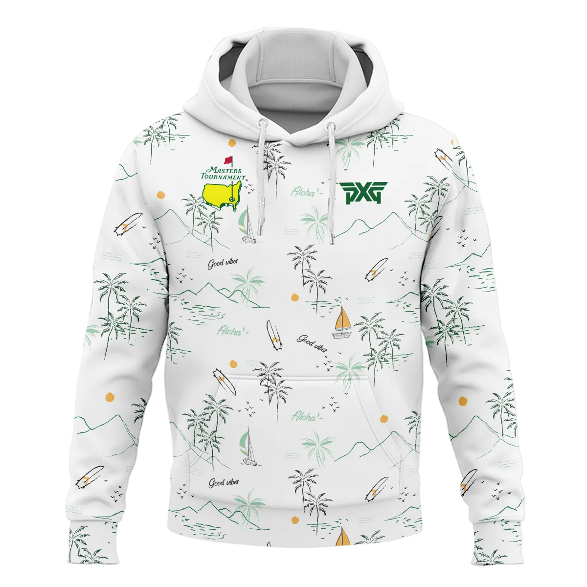 Hawaiian Tribal Elements And Hibiscus Flowers Patchwork Golf Masters Tournament Hoodie Shirt Style Classic Hoodie Shirt