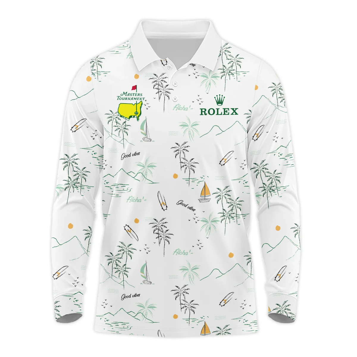 Island Seamless Pattern Golf Masters Tournament Rolex Long Polo Shirt Style Classic Long Polo Shirt For Men