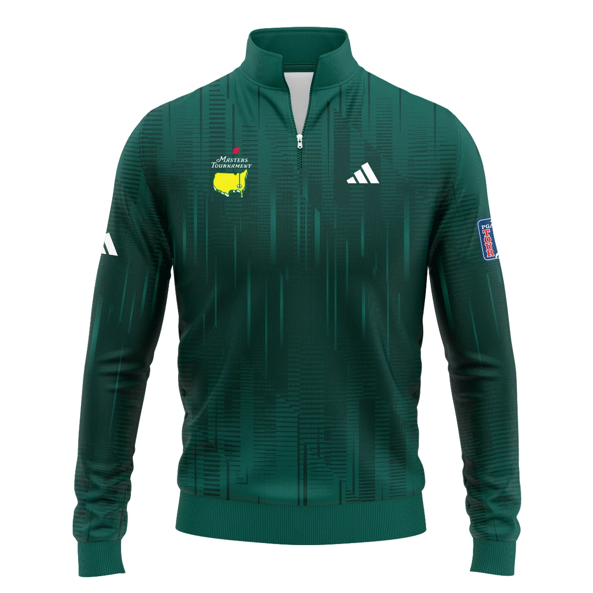 Masters Tournament Adidas Dark Green Gradient Stripes Pattern Quarter-Zip Jacket Style Classic Quarter-Zip Jacket