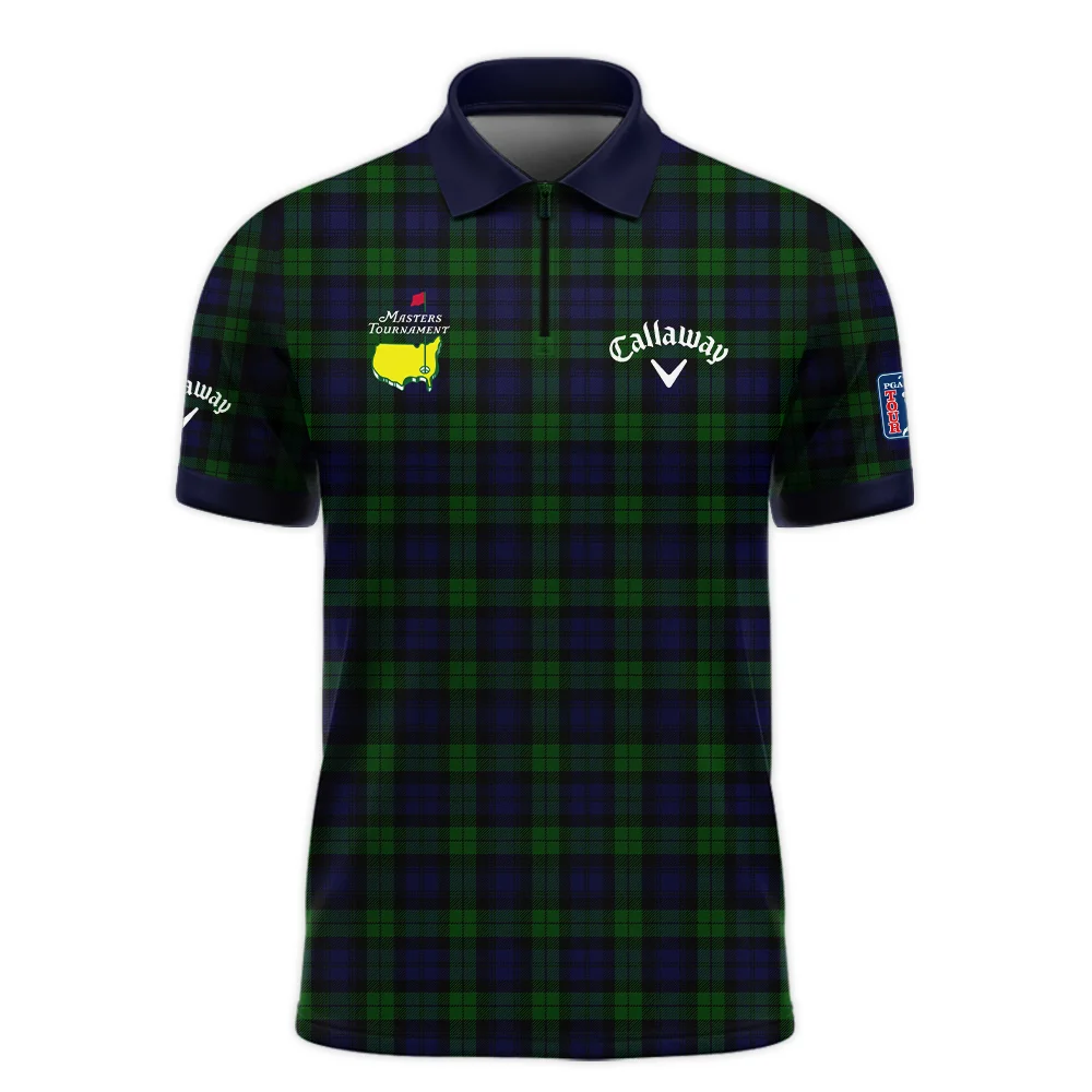 Masters Tournament Callaway Golf Zipper Polo Shirt Sports Green Purple Black Watch Tartan Plaid All Over Print Zipper Polo Shirt For Men