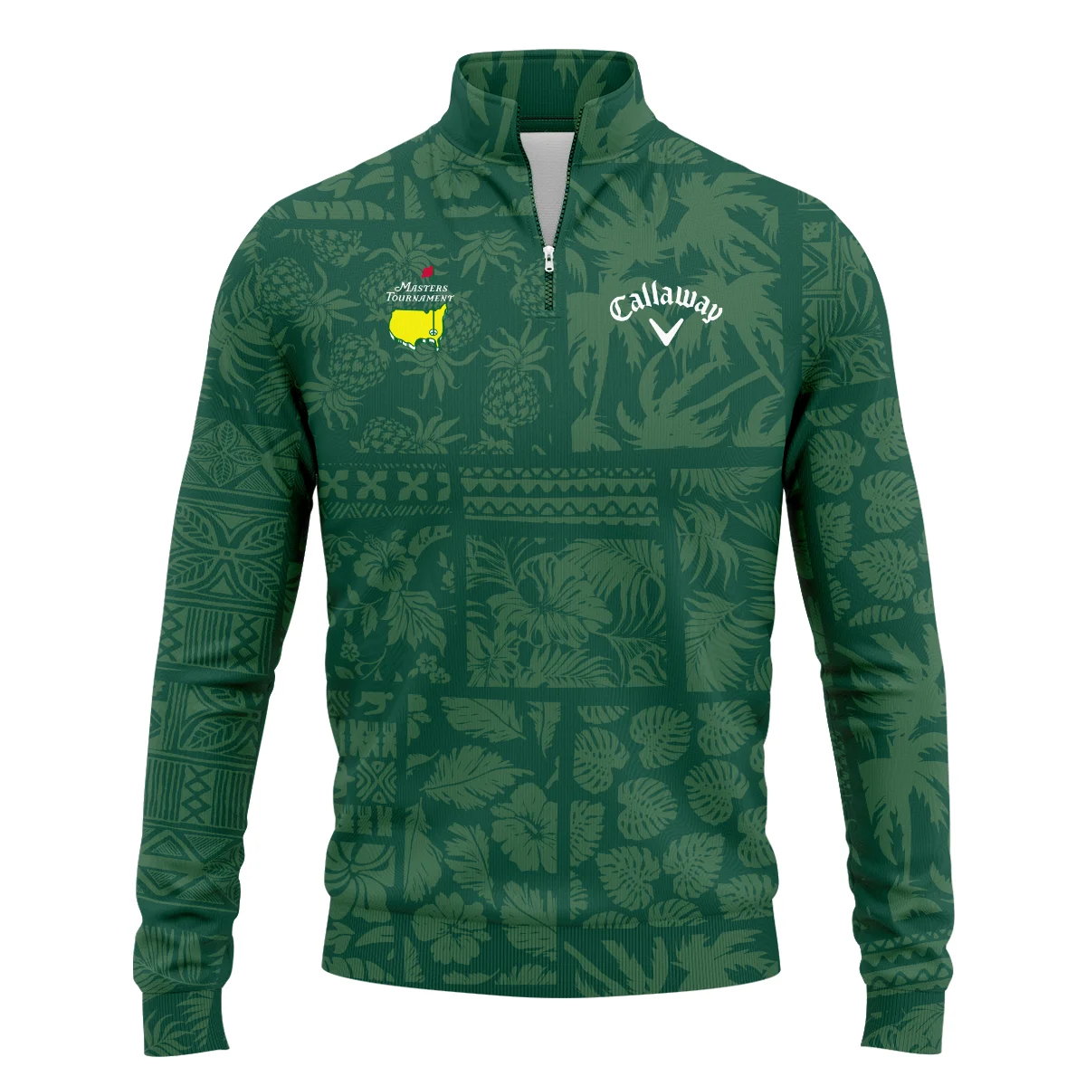 Masters Tournament Callaway Hawaiian Style Fabric Patchwork Quarter-Zip Jacket Style Classic Quarter-Zip Jacket