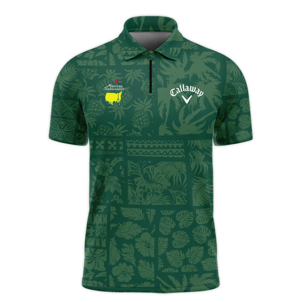 Masters Tournament Callaway Hawaiian Style Fabric Patchwork Zipper Polo Shirt Style Classic Zipper Polo Shirt For Men