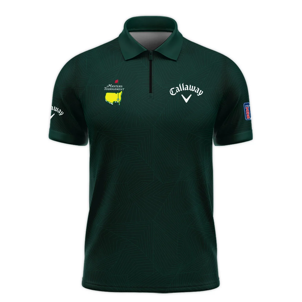 Masters Tournament Callaway Pattern Sport Jersey Dark Green Zipper Polo Shirt Style Classic Zipper Polo Shirt For Men