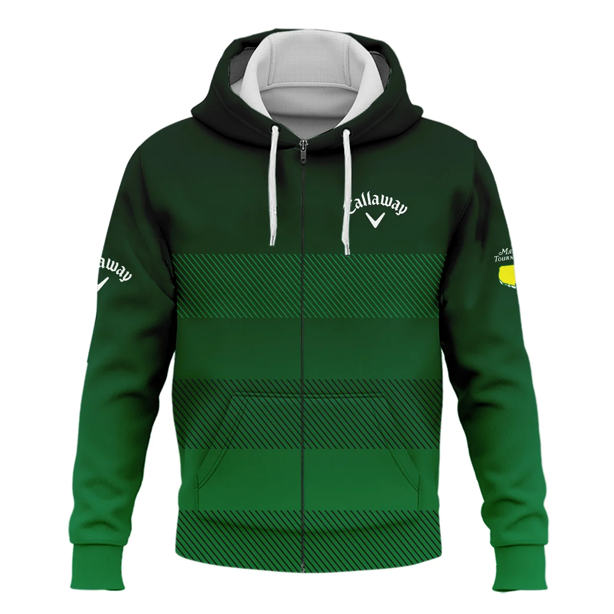 Masters Tournament Callaway Sports Zipper Hoodie Shirt Green Gradient Stripes Pattern All Over Print Zipper Hoodie Shirt