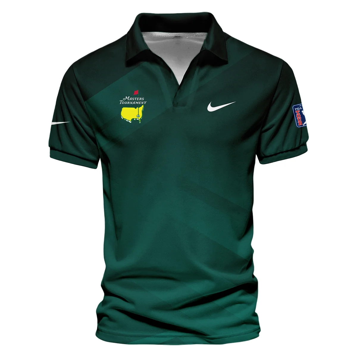 Nike Masters Tournament Dark Green Gradient Stripes Pattern Golf Sport Vneck Polo Shirt Style Classic Polo Shirt For Men