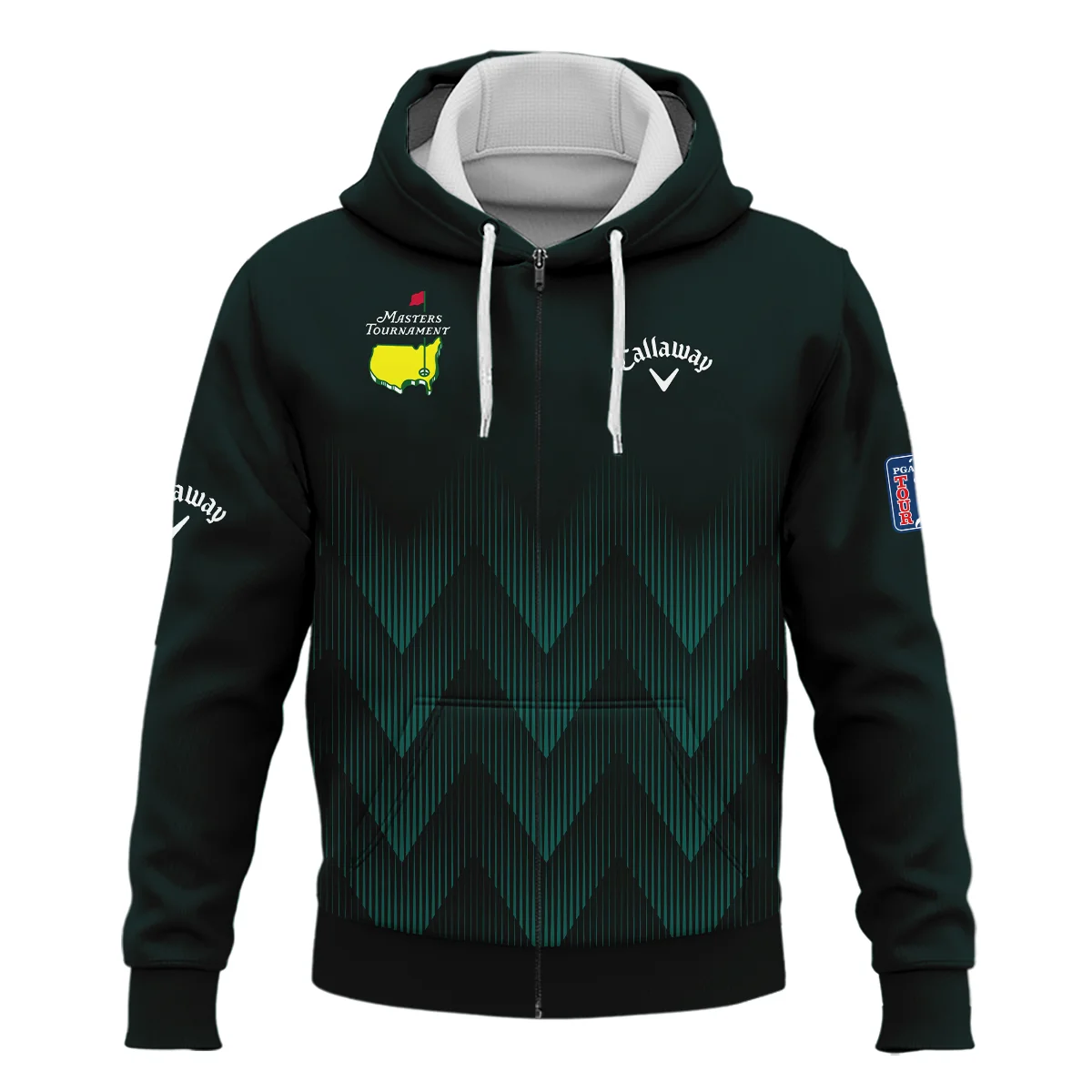 Masters Tournament Golf Callaway Zipper Hoodie Shirt Zigzag Pattern Dark Green Golf Sports All Over Print Zipper Hoodie Shirt