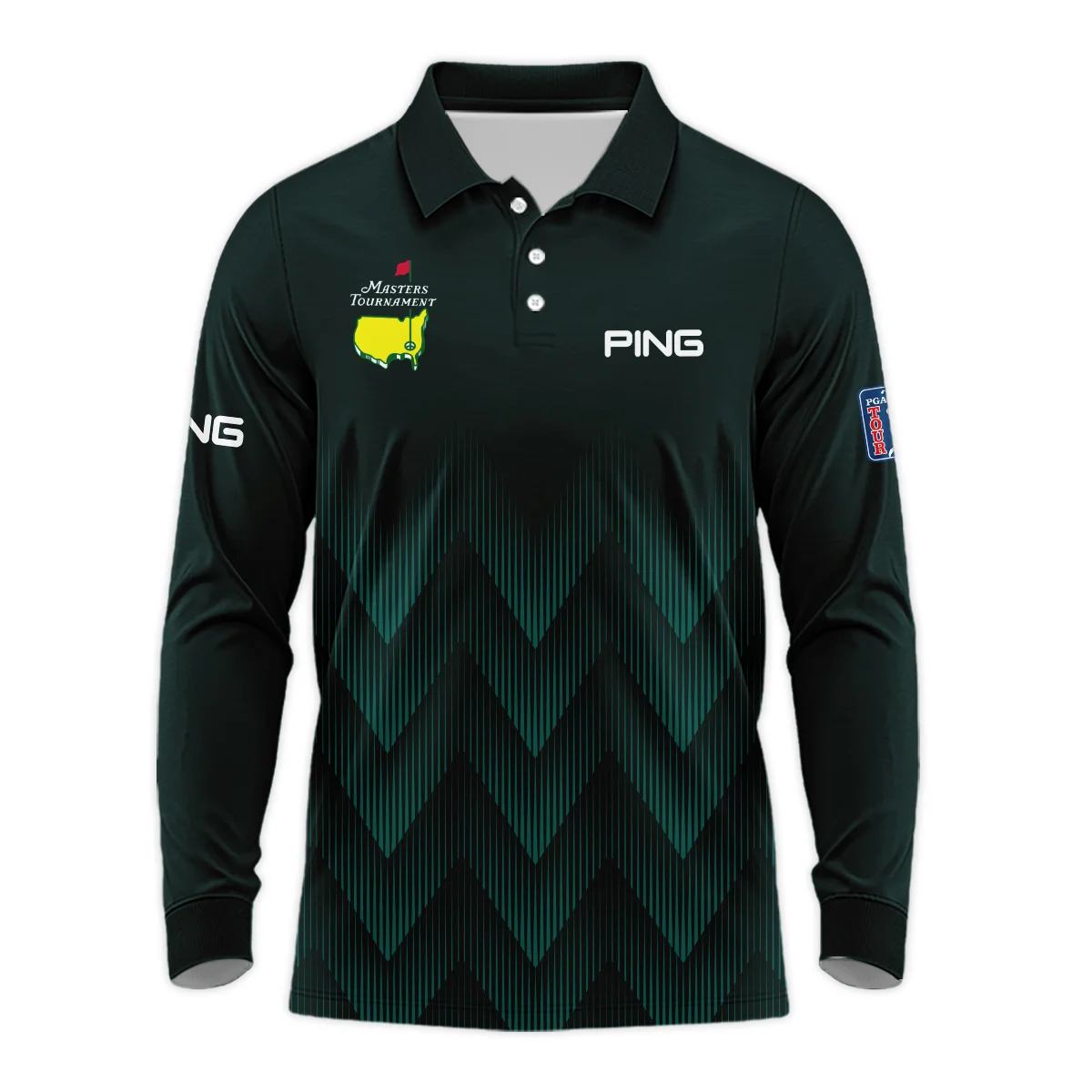 Callaway Masters Tournament Long Polo Shirt Dark Green Gradient Star Pattern Golf Sports Long Polo Shirt For Men