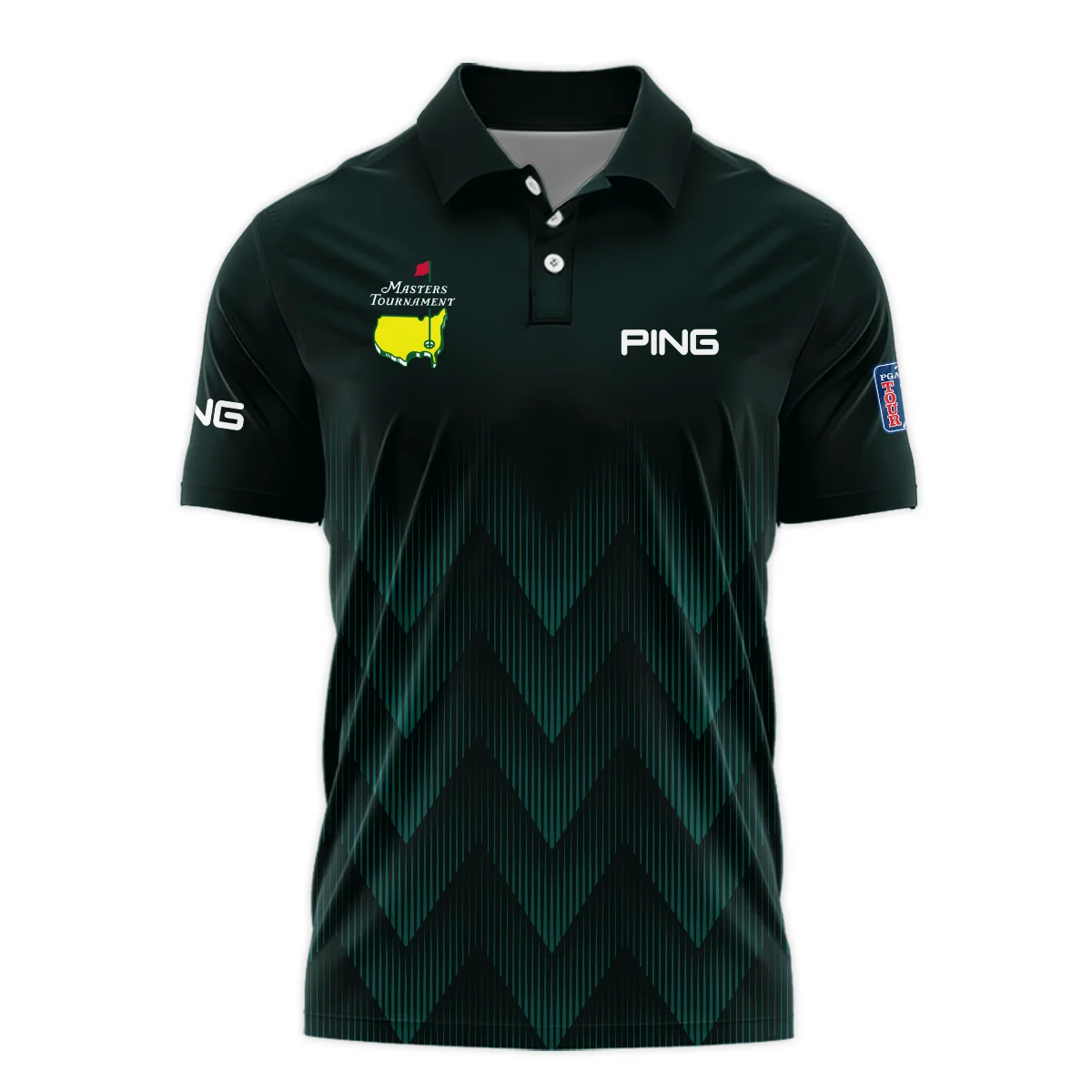 Masters Tournament Golf Ping Polo Shirt Zigzag Pattern Dark Green Golf Sports All Over Print Polo Shirt For Men