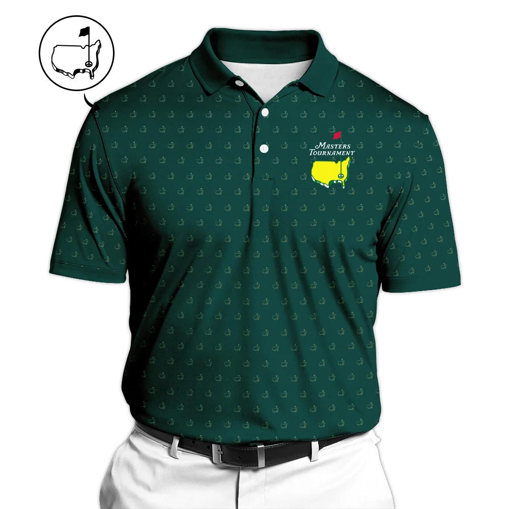 Masters Tournament Golf Polo Shirt Pattern Cup Dark Green Polo Shirt For Men