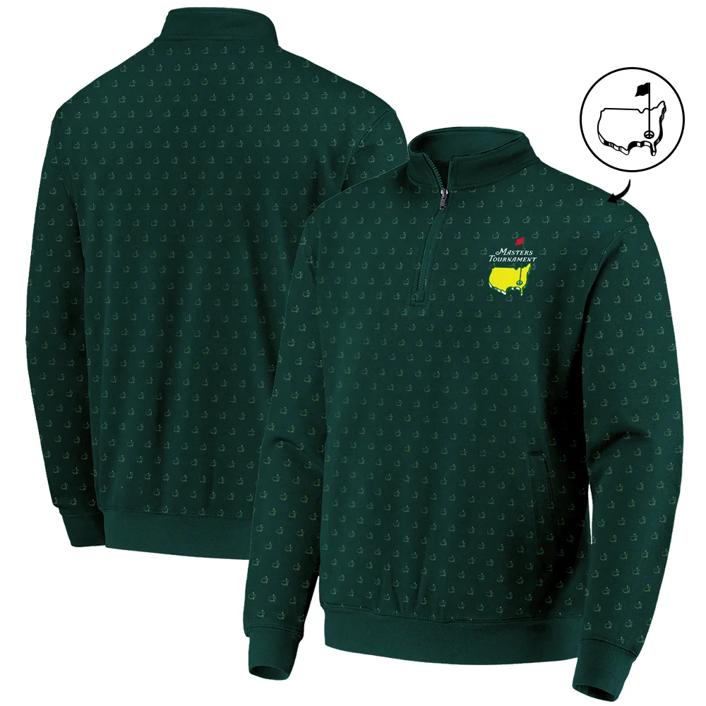 Masters Tournament Golf Quarter-Zip Jacket Pattern Cup Dark Green Quarter-Zip Jacket