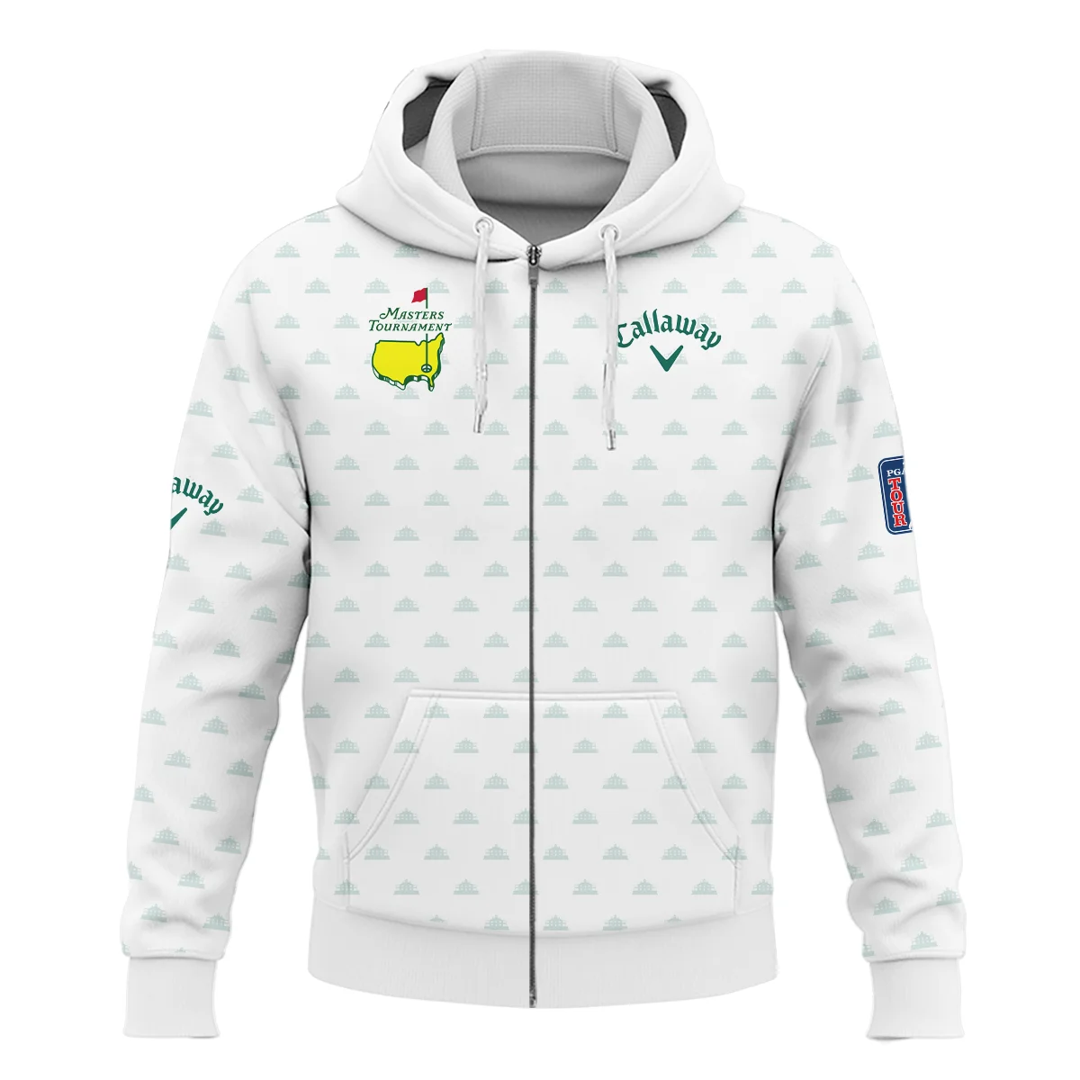 Masters Tournament Golf Sport Callaway Zipper Hoodie Shirt Sports Cup Pattern White Green Zipper Hoodie Shirt