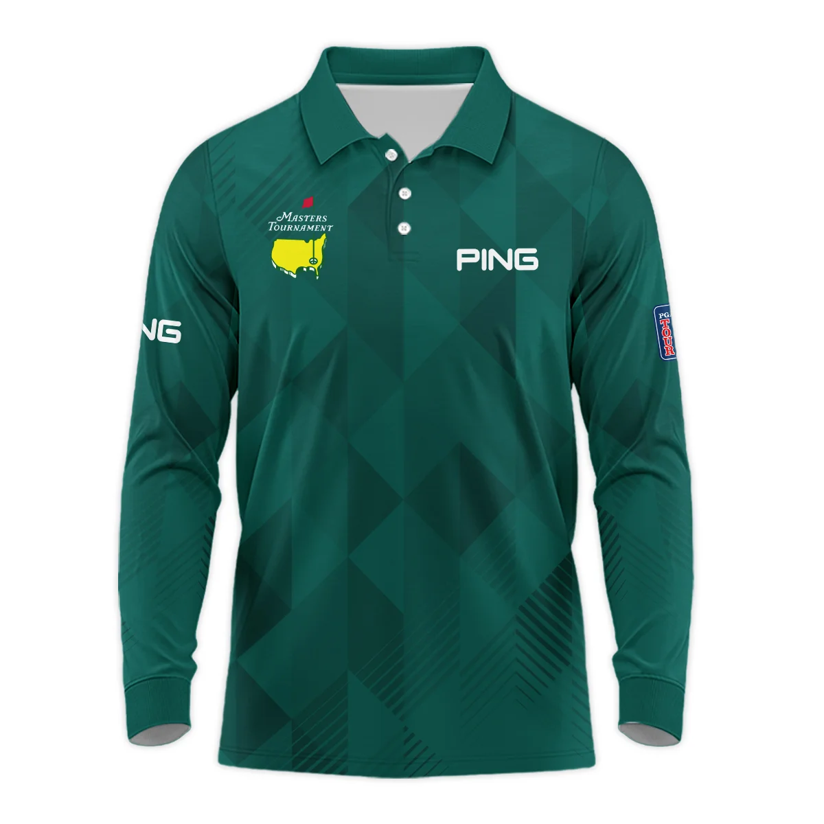 Masters Tournament Golf Sport Ping Long Polo Shirt Sports Triangle Abstract Green Long Polo Shirt For Men