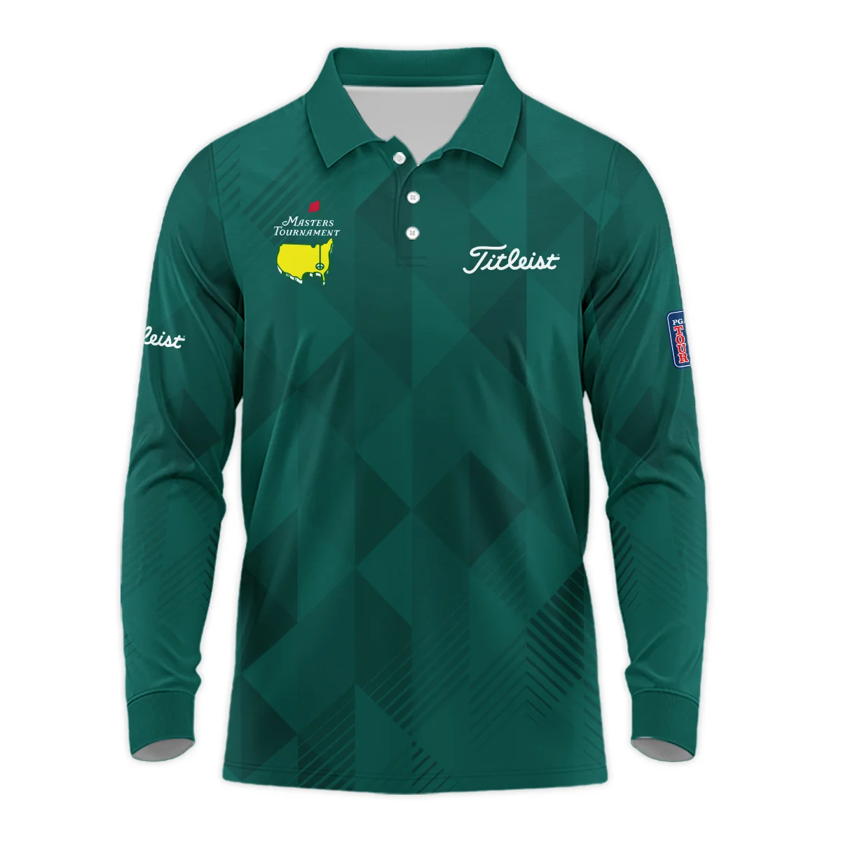 Golf Sport Masters Tournament Titleist Long Polo Shirt Sports Dinamond Shape Dark Green Long Polo Shirt For Men