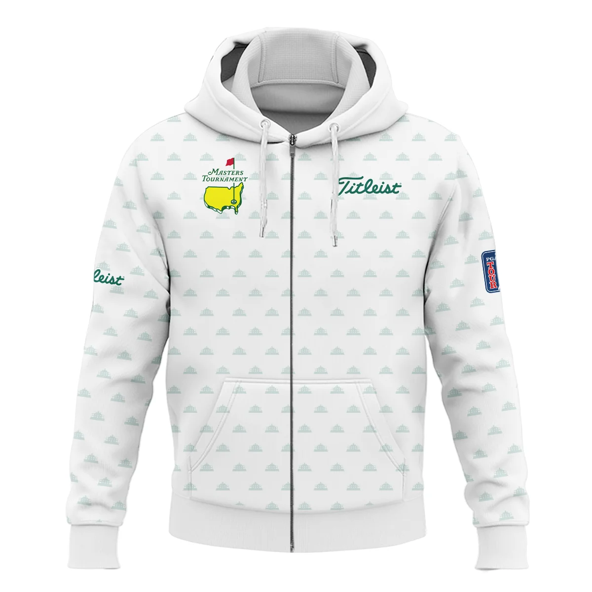 Masters Tournament Golf Sport Titleist Zipper Hoodie Shirt Sports Cup Pattern White Green Zipper Hoodie Shirt