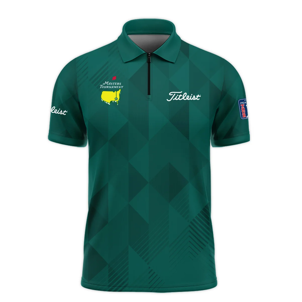 Masters Tournament Golf Sport Titleist Zipper Polo Shirt Sports Triangle Abstract Green Zipper Polo Shirt For Men