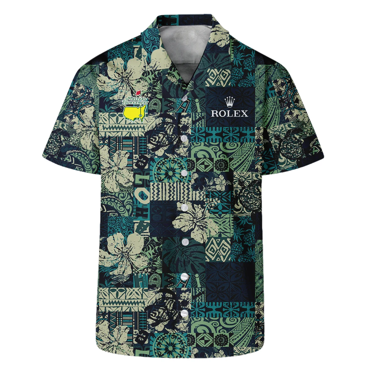 Tropical Leaves ,Foliage With Geometric Stripe Pattern Golf Masters Tournament Rolex Hawaiian Shirt Style Classic Oversized Hawaiian Shirt