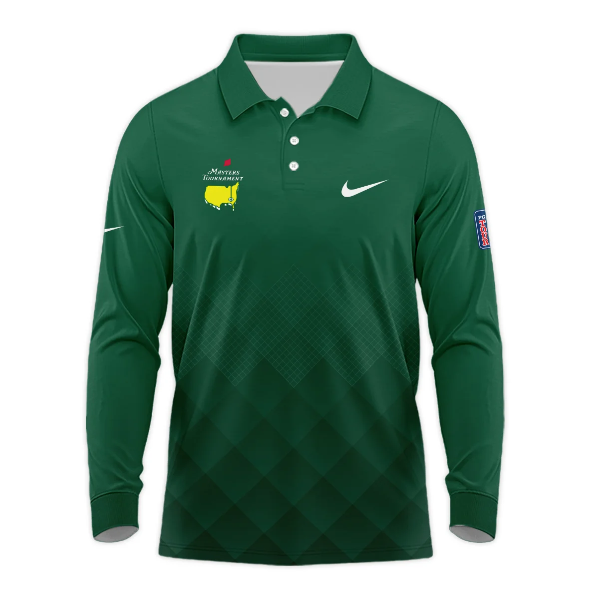 Masters Tournament Nike Gradient Dark Green Pattern Long Polo Shirt Style Classic Long Polo Shirt For Men