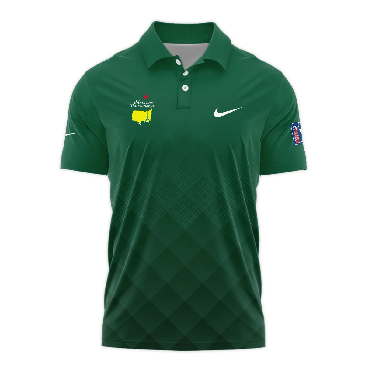 Dark Green Pattern In Retro Style With Logo Masters Tournament Callaway Polo Shirt Style Classic Polo Shirt For Men