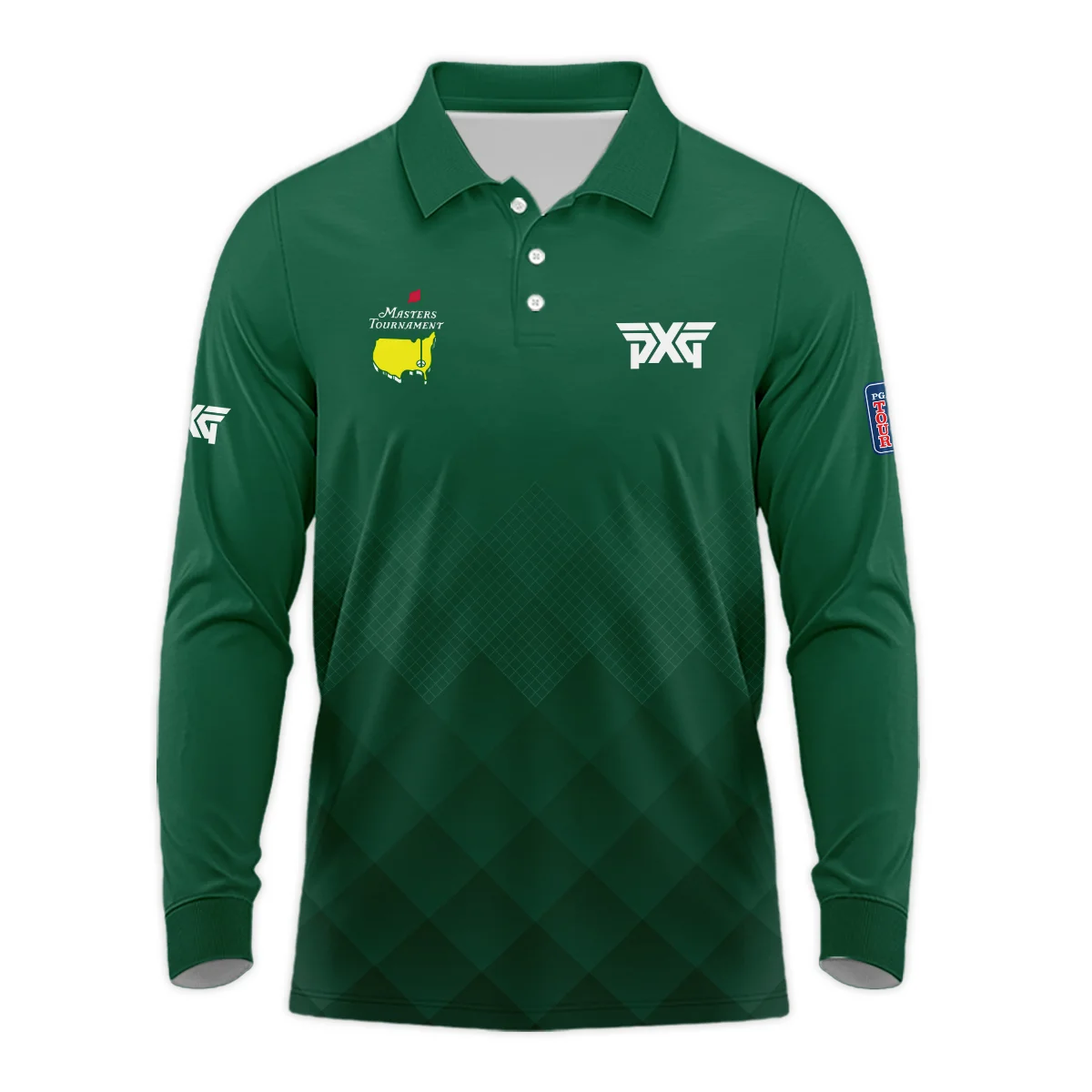 Masters Tournament Parsons Xtreme Golf Gradient Dark Green Pattern Long Polo Shirt Style Classic Long Polo Shirt For Men