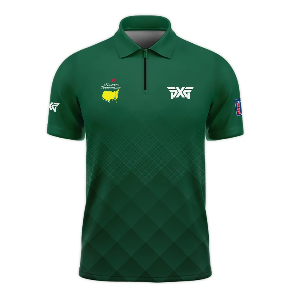 Masters Tournament Parsons Xtreme Golf Gradient Dark Green Pattern Zipper Polo Shirt Style Classic Zipper Polo Shirt For Men